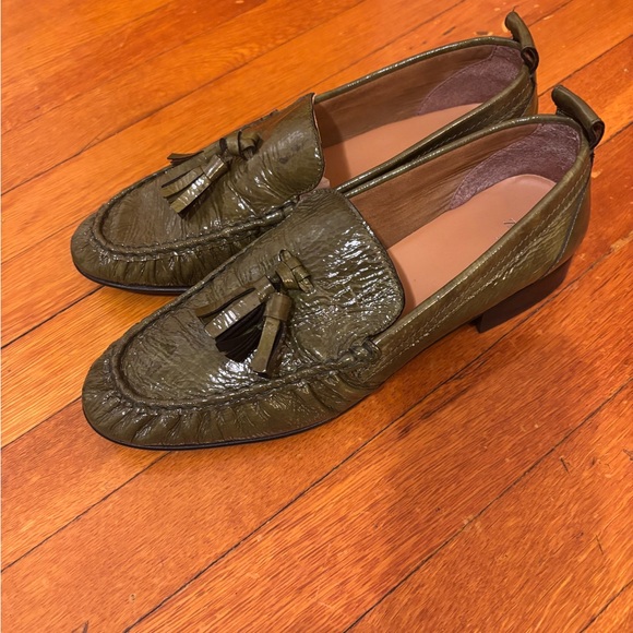 Zara Olive Green Tassel Loafers - Picture 3 of 6
